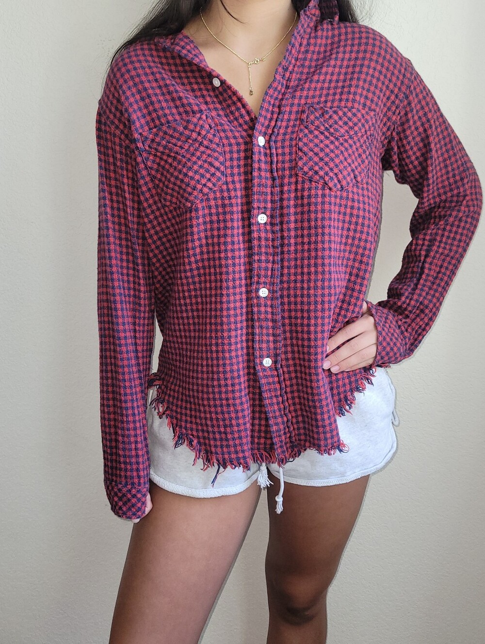 Current/Elliott Cotton Button-up With Raw Hem Size 0